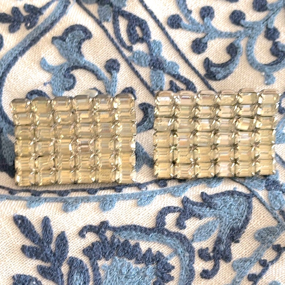 Vintage Shoe Buckles Large Rectangular Rhinestone… - image 1